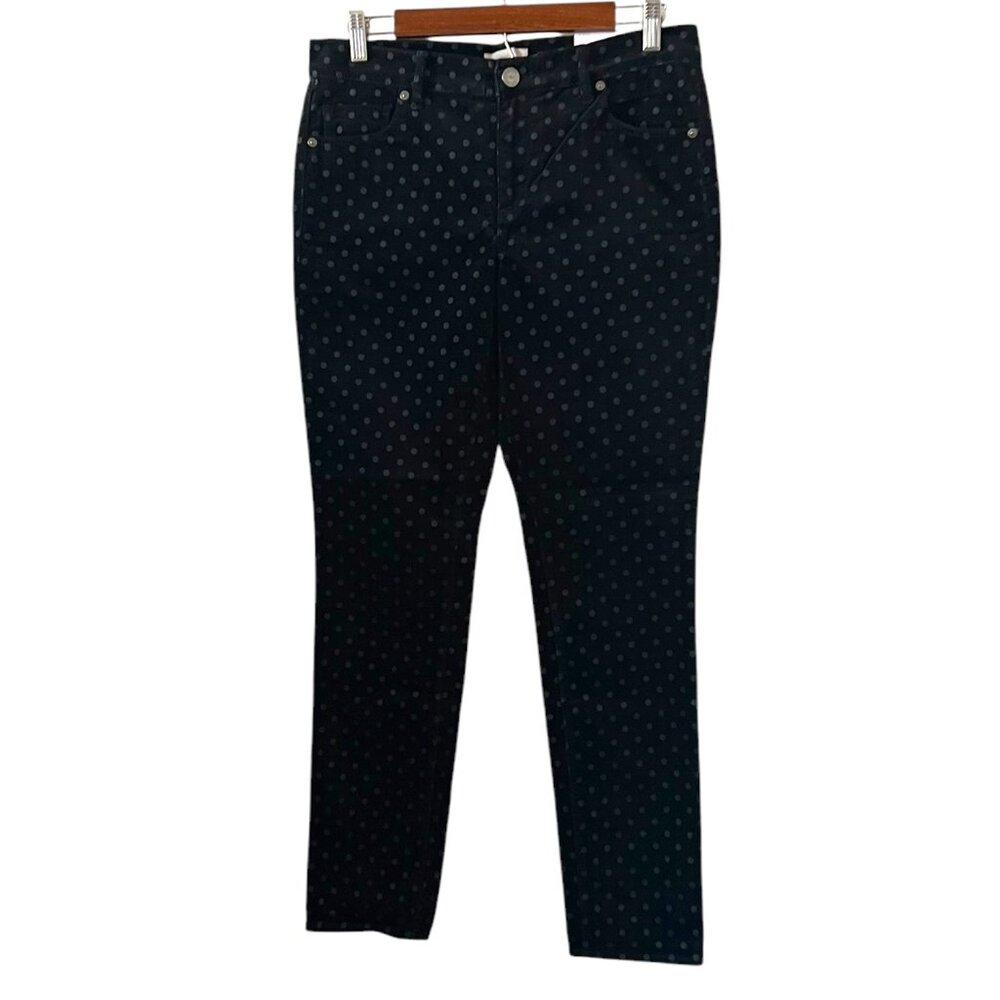 LOFT NEW Modern Black Velvet Polka Dot Pants Size 8